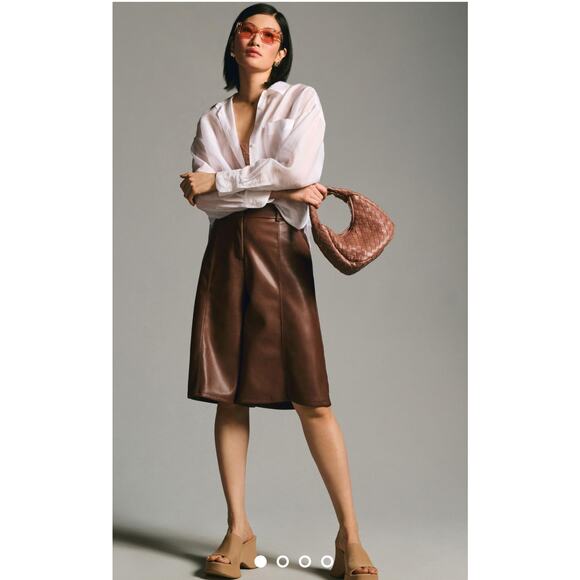 Anthropologie Pants - Anthropologie size small Brown walnut Avec Les Filles Faux Leather Culottes